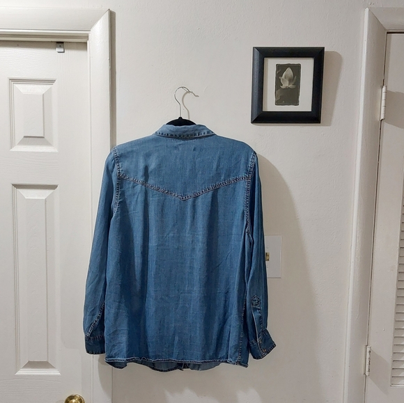 Women's Blue Cotton Lightweight Button Down Shirt Size 18 - Picture 2 of 6